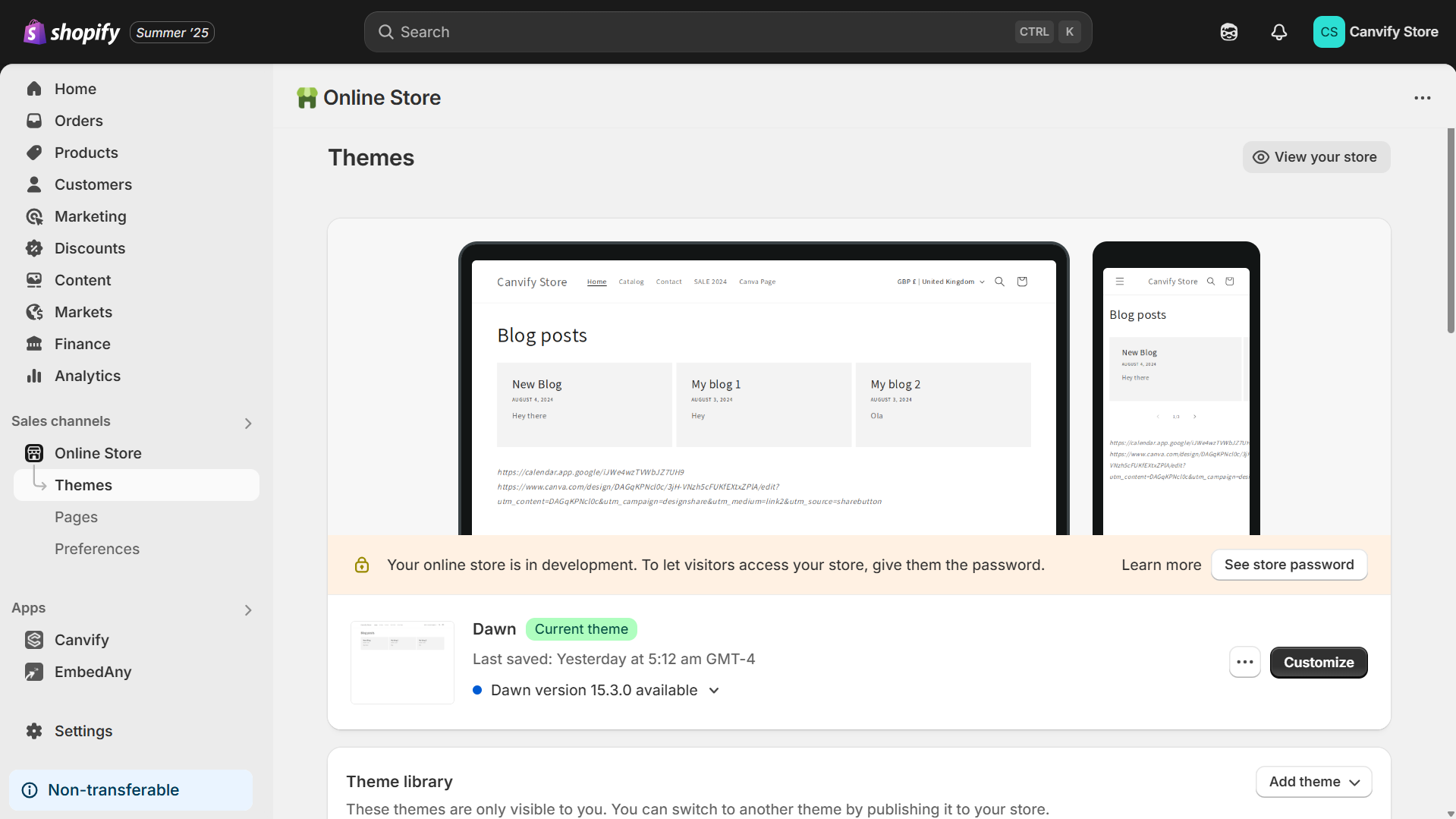 Shopify admin dashboard – add YouTube Shorts to Shopify product page
