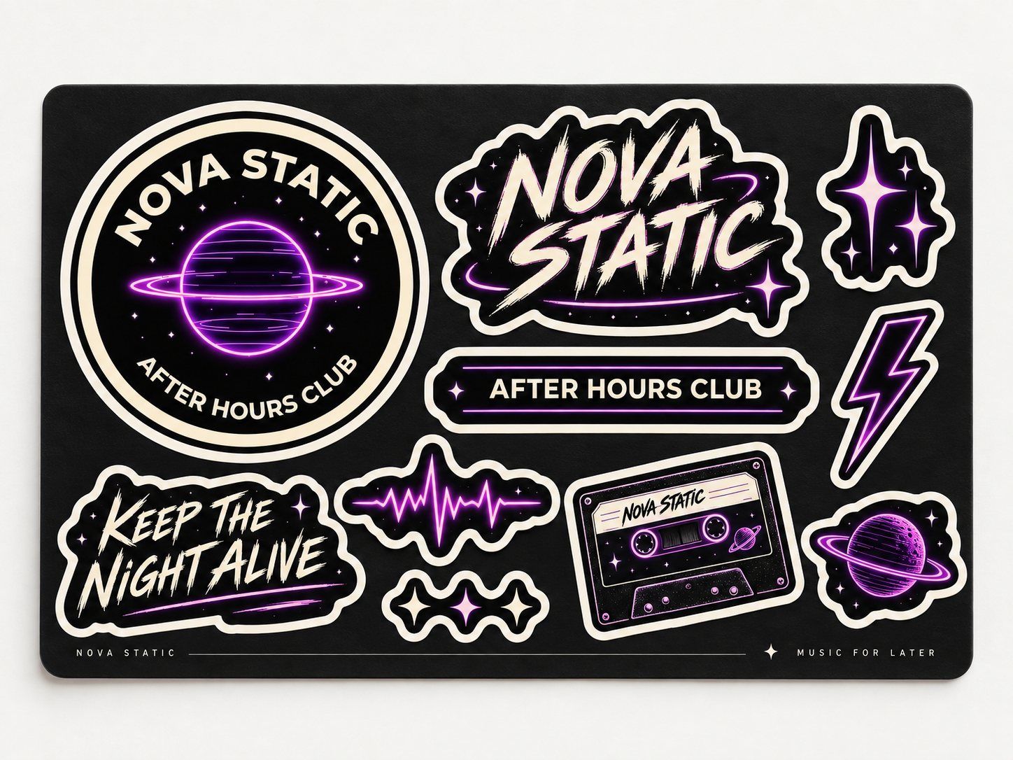 Band sticker pack featuring logos and album-inspired artwork