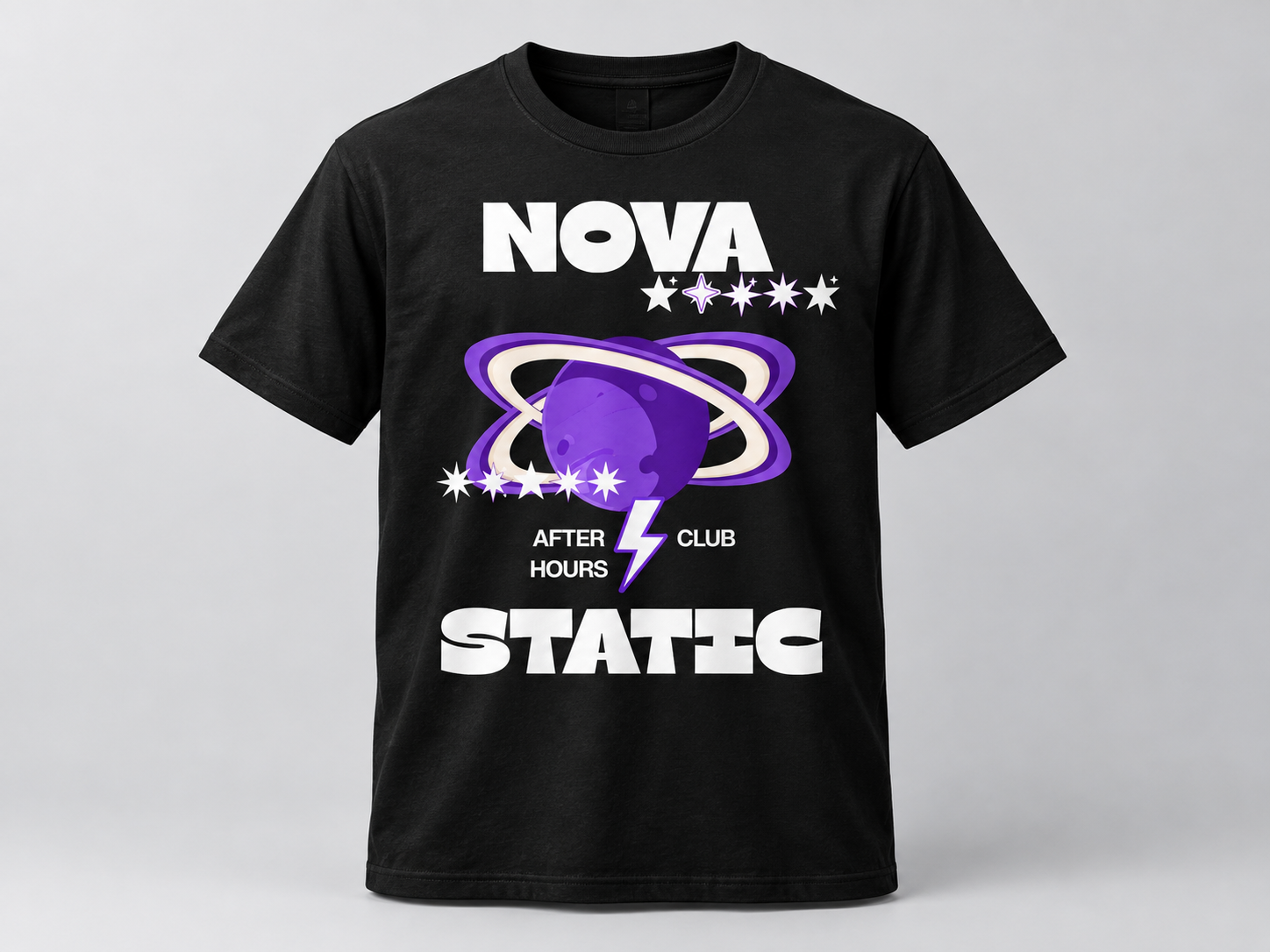 Band T-shirt featuring Nova Static artwork