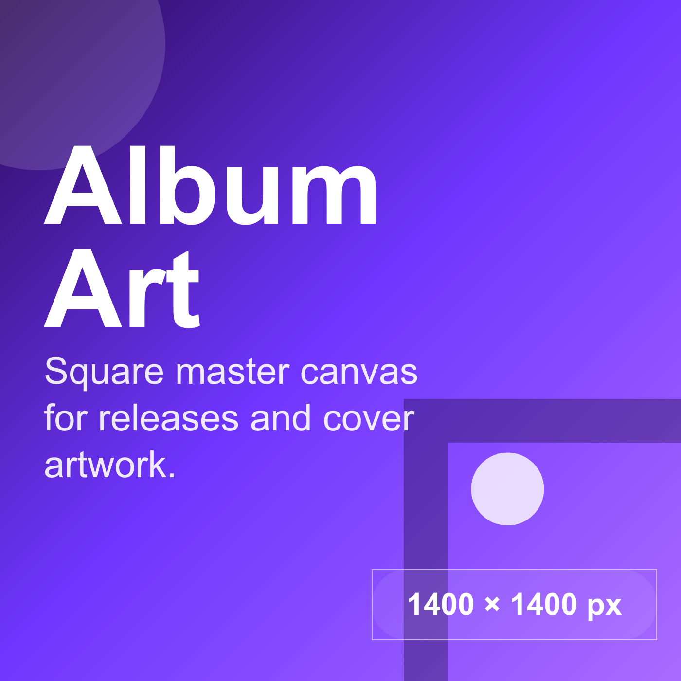 Bandcamp album art template showing a square 1400 × 1400 pixel canvas