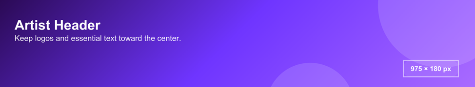 Bandcamp artist header template showing a 975 × 180 pixel banner