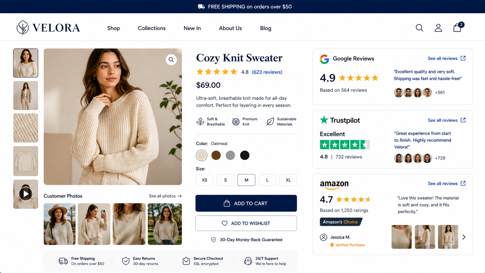 EmbedAny import reviews from Google Trustpilot Amazon on Shopify