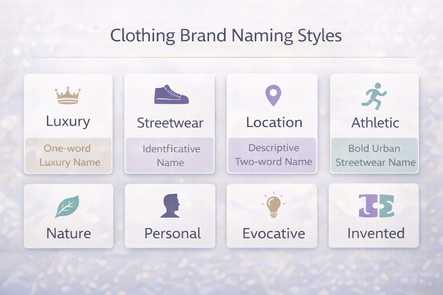 Clothing brand naming styles comparison table