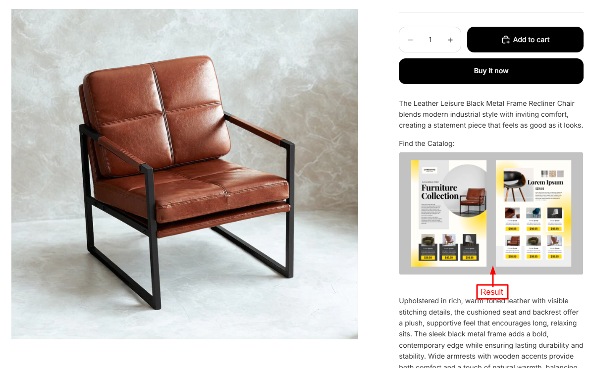 Dropbox file embedded on the store
