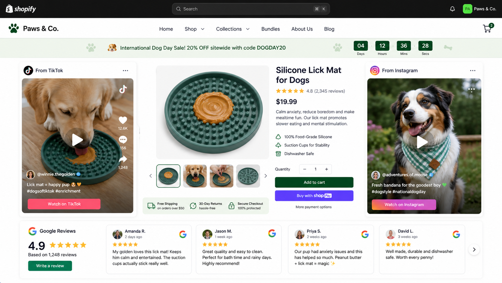 EmbedAny on Shopify dog product pages