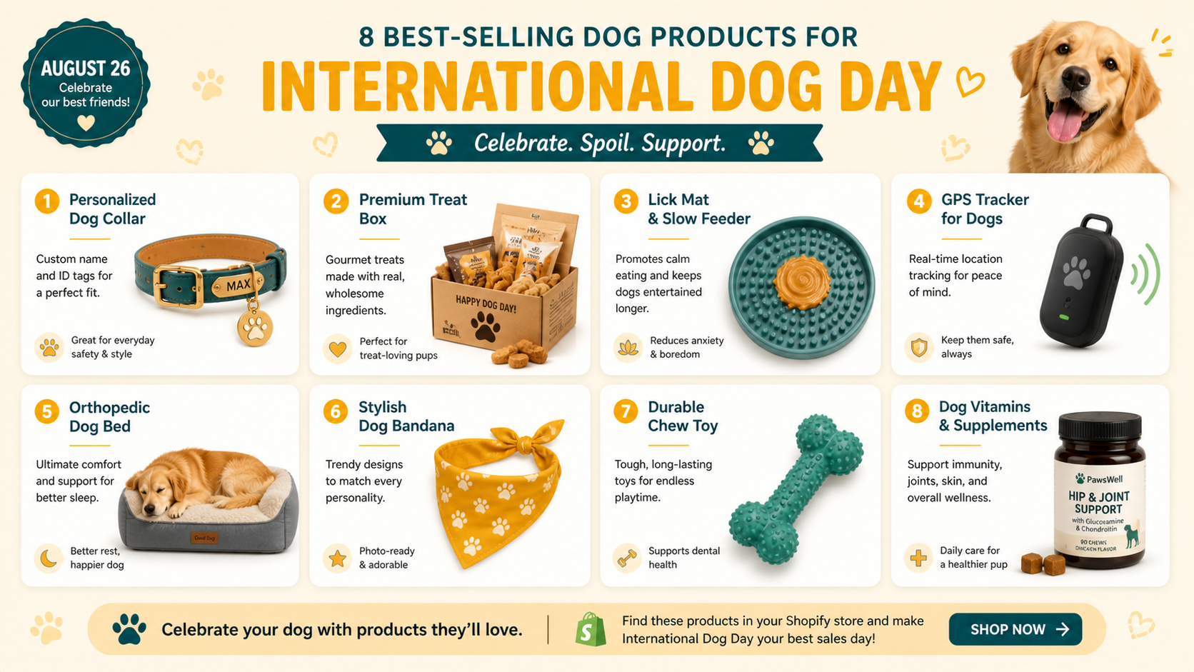 Best selling dog products for International Dog Day Shopify