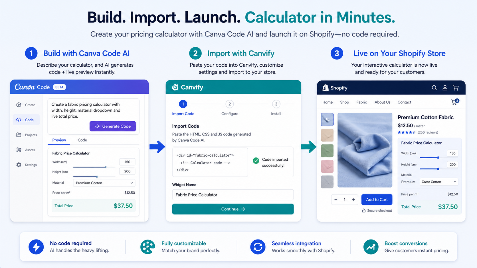 Build a calculator with Canva Code and embed via Canvify
