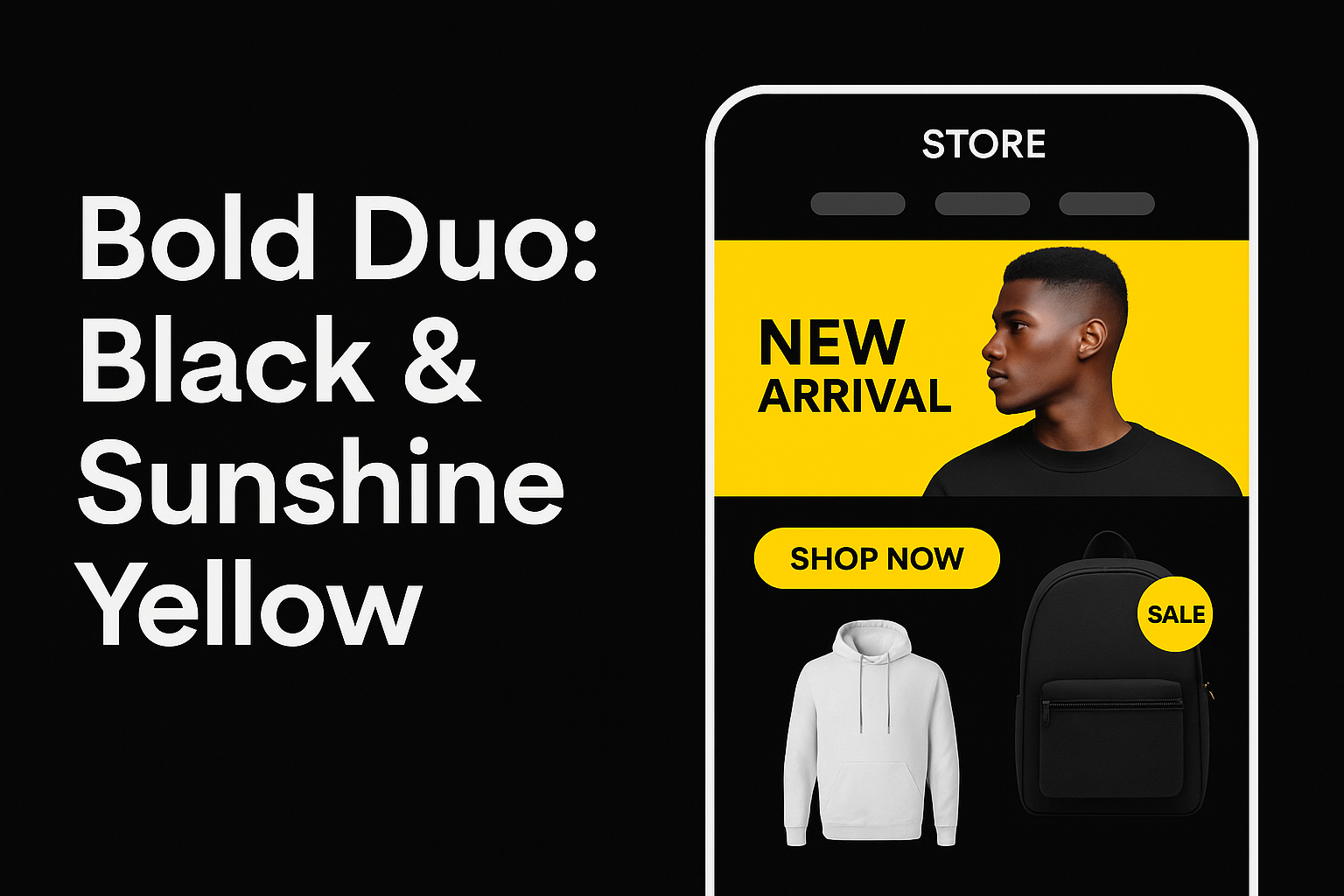 Black and yellow ecommerce palette for high-contrast CTAs